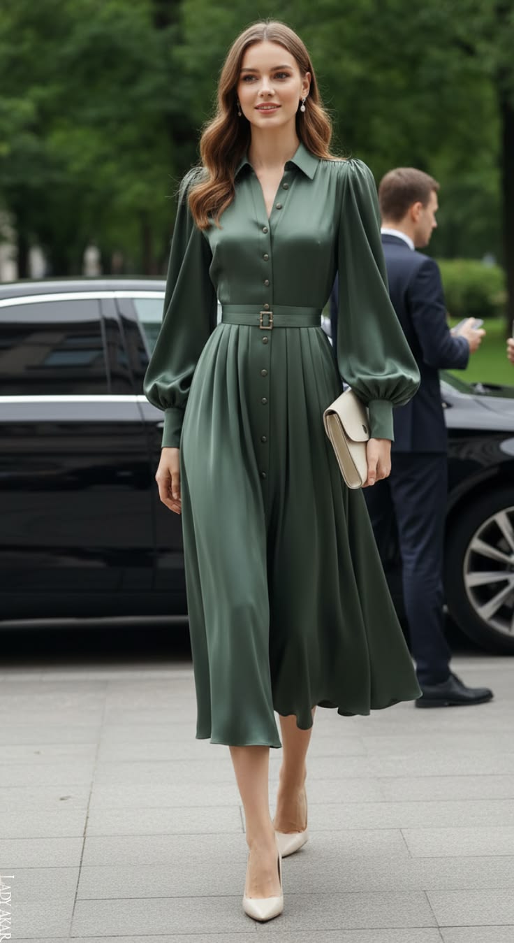 Royal Elegance Satin Midi Dress